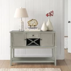 45 in. Wooden Console Table with Wine Rack Open Shelf Storage Sideboard (Antique Gray) by Siavonce 31 45 in. Wooden Console Table with Wine Rack Open Shelf Storage Sideboard (Antique Gray) by Siavonce -OS Home Sales Shop antique gray siavonce console tables t y wf281028aae 31 1000