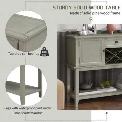 45 in. Wooden Console Table with Wine Rack Open Shelf Storage Sideboard (Antique Gray) by Siavonce 25 45 in. Wooden Console Table with Wine Rack Open Shelf Storage Sideboard (Antique Gray) by Siavonce -OS Home Sales Shop antique gray siavonce console tables t y wf281028aae 4f 1000