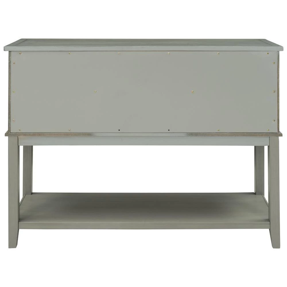 45 in. Wooden Console Table with Wine Rack Open Shelf Storage Sideboard (Antique Gray) by Siavonce 8 45 in. Wooden Console Table with Wine Rack Open Shelf Storage Sideboard (Antique Gray) by Siavonce - Image 6