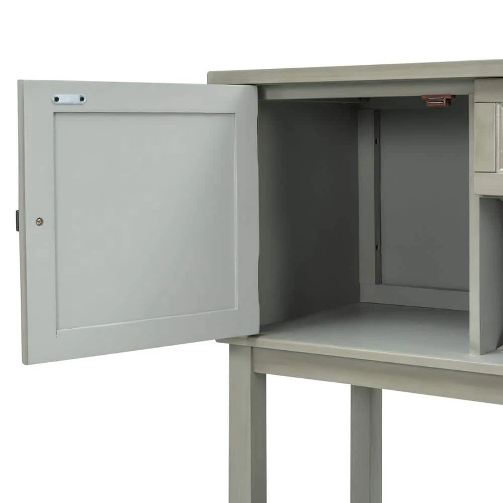 45 in. Wooden Console Table with Wine Rack Open Shelf Storage Sideboard (Antique Gray) by Siavonce 15 45 in. Wooden Console Table with Wine Rack Open Shelf Storage Sideboard (Antique Gray) by Siavonce - Image 13