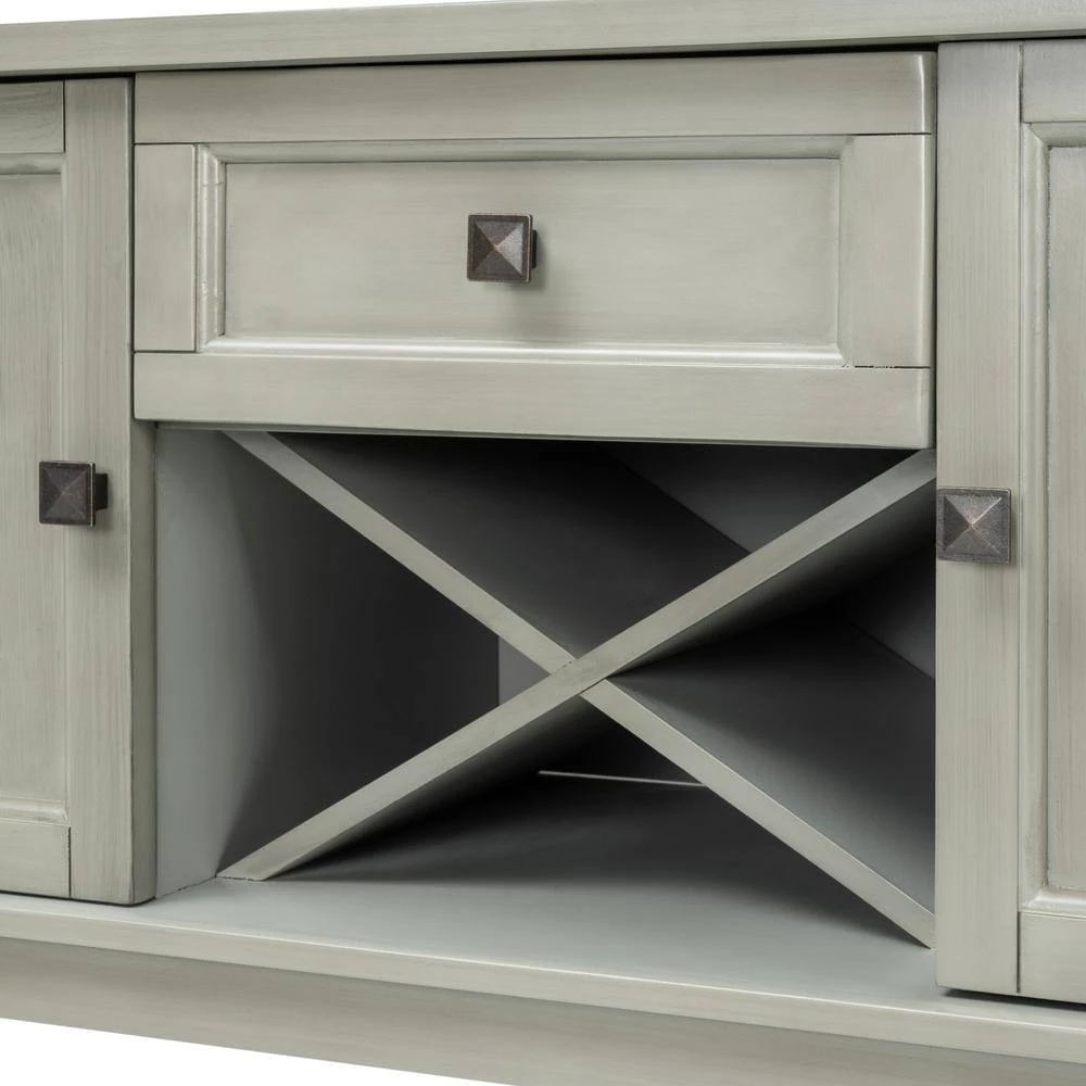45 in. Wooden Console Table with Wine Rack Open Shelf Storage Sideboard (Antique Gray) by Siavonce 16 45 in. Wooden Console Table with Wine Rack Open Shelf Storage Sideboard (Antique Gray) by Siavonce - Image 14