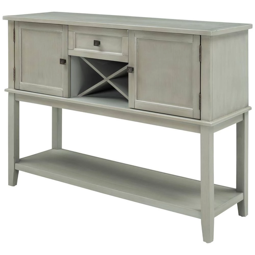 45 in. Wooden Console Table with Wine Rack Open Shelf Storage Sideboard (Antique Gray) by Siavonce 4 45 in. Wooden Console Table with Wine Rack Open Shelf Storage Sideboard (Antique Gray) by Siavonce - Image 2