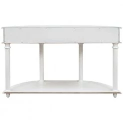 48 in. Antique White Retro Solid Wood Frame Curved Console Table and Legs with Single Drawer Half Moon Entry Table by Siavonce -OS Home Sales Shop antique white siavonce console tables t y wf282467aak 1d 1000