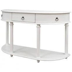 48 in. Antique White Retro Solid Wood Frame Curved Console Table and Legs with Single Drawer Half Moon Entry Table by Siavonce -OS Home Sales Shop antique white siavonce console tables t y wf282467aak 40 1000