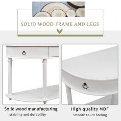 48 in. Antique White Retro Solid Wood Frame Curved Console Table and Legs with Single Drawer Half Moon Entry Table by Siavonce -OS Home Sales Shop antique white siavonce console tables t y wf282467aak 44 1000