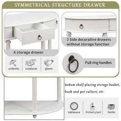 48 in. Antique White Retro Solid Wood Frame Curved Console Table and Legs with Single Drawer Half Moon Entry Table by Siavonce -OS Home Sales Shop antique white siavonce console tables t y wf282467aak 76 1000