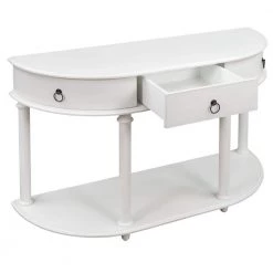 48 in. Antique White Retro Solid Wood Frame Curved Console Table and Legs with Single Drawer Half Moon Entry Table by Siavonce -OS Home Sales Shop antique white siavonce console tables t y wf282467aak 77 1000