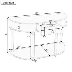 48 in. Antique White Retro Solid Wood Frame Curved Console Table and Legs with Single Drawer Half Moon Entry Table by Siavonce -OS Home Sales Shop antique white siavonce console tables t y wf282467aak c3 1000