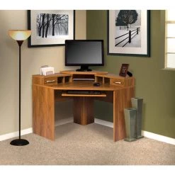 Corner Desk with Monitor Platform, Keyboard Shelf and 2-Drawers by OS Home and Office Furniture -OS Home Sales Shop autumn oak os home and office furniture computer desks 22110 c3 1000