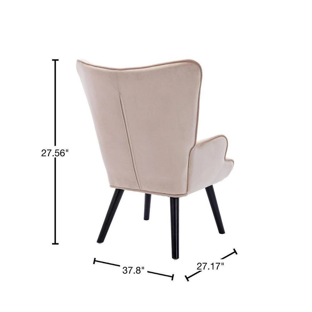 37.8 in. Beige Modern Leisure Chair Accent Arm Chair For Living Room and Bed Room by Siavonce 5 37.8 in. Beige Modern Leisure Chair Accent Arm Chair For Living Room and Bed Room by Siavonce - Image 3