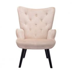 37.8 in. Beige Modern Leisure Chair Accent Arm Chair For Living Room and Bed Room by Siavonce