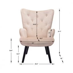 37.8 in. Beige Modern Leisure Chair Accent Arm Chair For Living Room and Bed Room by Siavonce 20 37.8 in. Beige Modern Leisure Chair Accent Arm Chair For Living Room and Bed Room by Siavonce -OS Home Sales Shop beige black siavonce accent chairs cm y w39533699 c3 1000