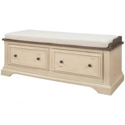 43 x 16 x 16.3 In. Beige+Sepia Solid Wood Shoe Bench with 2 Large Drawers and Removable Cushion Storage Bench by Siavonce -OS Home Sales Shop beige sepia siavonce dining benches t y wf282365aan 40 1000