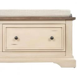 43 x 16 x 16.3 In. Beige+Sepia Solid Wood Shoe Bench with 2 Large Drawers and Removable Cushion Storage Bench by Siavonce -OS Home Sales Shop beige sepia siavonce dining benches t y wf282365aan 76 1000