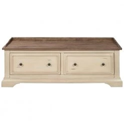43 x 16 x 16.3 In. Beige+Sepia Solid Wood Shoe Bench with 2 Large Drawers and Removable Cushion Storage Bench by Siavonce -OS Home Sales Shop beige sepia siavonce dining benches t y wf282365aan a0 1000