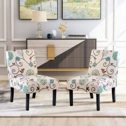 Upholstered Accent Armless Living Room Chair Set of 2 (Beige Color Floral) by Siavonce 19 Upholstered Accent Armless Living Room Chair Set of 2 (Beige Color Floral) by Siavonce -OS Home Sales Shop beige siavonce accent chairs dj zc pp193595aac 31 1000