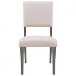 Beige Mid-Century Wood 4-Upholstered Dining Chairs for Small Places by Siavonce