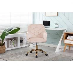 Modern Beige Velvet Desk Chair Upholstered Adjustable Swivel Task Chairs by Siavonce -OS Home Sales Shop beige siavonce task chairs cm y w39537647 31 1000