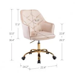 Modern Beige Velvet Desk Chair Upholstered Adjustable Swivel Task Chairs by Siavonce -OS Home Sales Shop beige siavonce task chairs cm y w39537647 c3 1000
