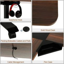 53 in. Black and Walnut L-Shaped Electric Corner Standing Desk with Adjustable Height by Siavonce -OS Home Sales Shop black and walnut siavonce standing desks ly y fx06 db 4f 1000