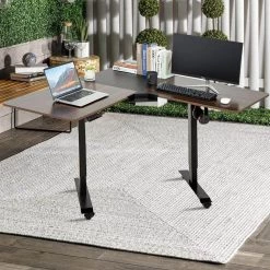 53 in. Black and Walnut L-Shaped Electric Corner Standing Desk with Adjustable Height by Siavonce -OS Home Sales Shop black and walnut siavonce standing desks ly y fx06 db c3 1000