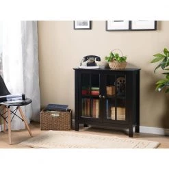 OS Home and Office Black Glass Door Accent and Display Cabinet by OS Home and Office Furniture