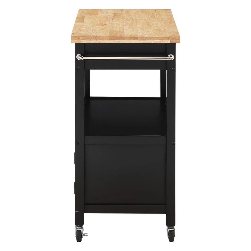 Farmhouse Black Painted Kitchen Cart with Drawer and Storage Area by OS Home and Office Furniture 4 Farmhouse Black Painted Kitchen Cart with Drawer and Storage Area by OS Home and Office Furniture - Image 2