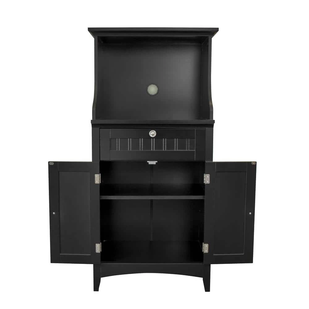 Casual Basics Black Microwave/Coffee Maker Utility Cabinet with Drawer and 2-Doors by OS Home and Office Furniture 4 Casual Basics Black Microwave/Coffee Maker Utility Cabinet with Drawer and 2-Doors by OS Home and Office Furniture - Image 2