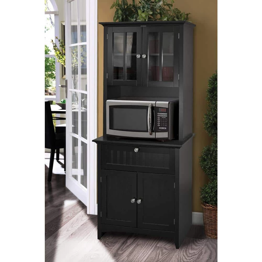Casual Basics Black Buffet and Hutch with Framed Glass Doors and Drawer by OS Home and Office Furniture 12 Casual Basics Black Buffet and Hutch with Framed Glass Doors and Drawer by OS Home and Office Furniture - Image 10