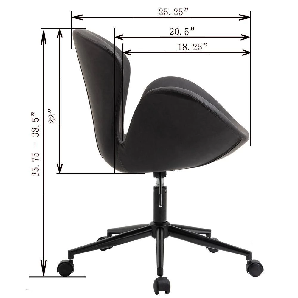 Home Office Black Faux Leather Home Office Chair by OS Home and Office Furniture 6 Home Office Black Faux Leather Home Office Chair by OS Home and Office Furniture - Image 4