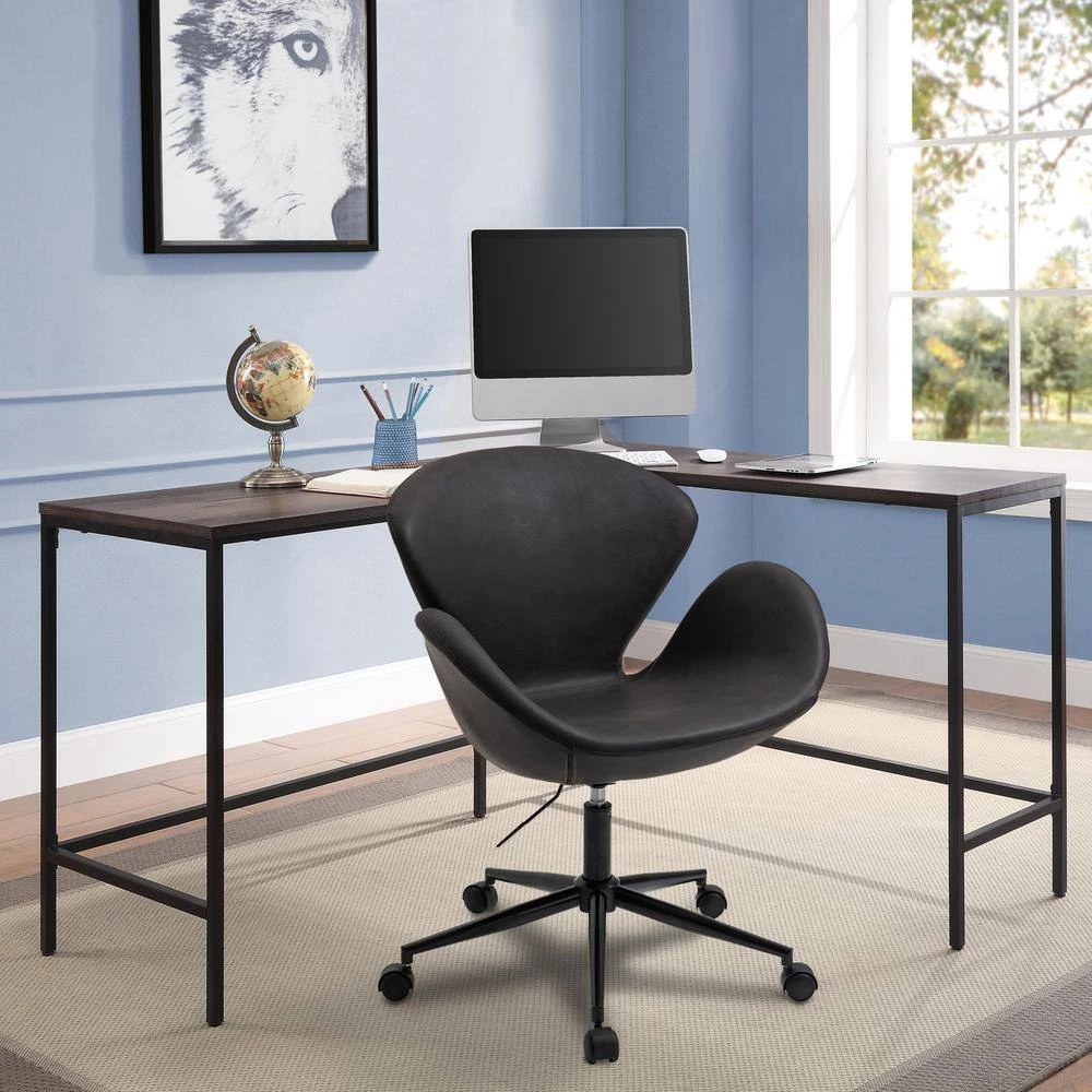 Home Office Black Faux Leather Home Office Chair by OS Home and Office Furniture 5 Home Office Black Faux Leather Home Office Chair by OS Home and Office Furniture - Image 3