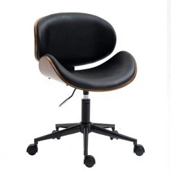 Bentwood Series Black Faux Leather Home Office Chair with Wood Accents by OS Home and Office Furniture