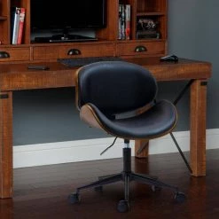 Bentwood Series Black Faux Leather Home Office Chair with Wood Accents by OS Home and Office Furniture -OS Home Sales Shop black os home and office furniture task chairs aw802 c3 1000