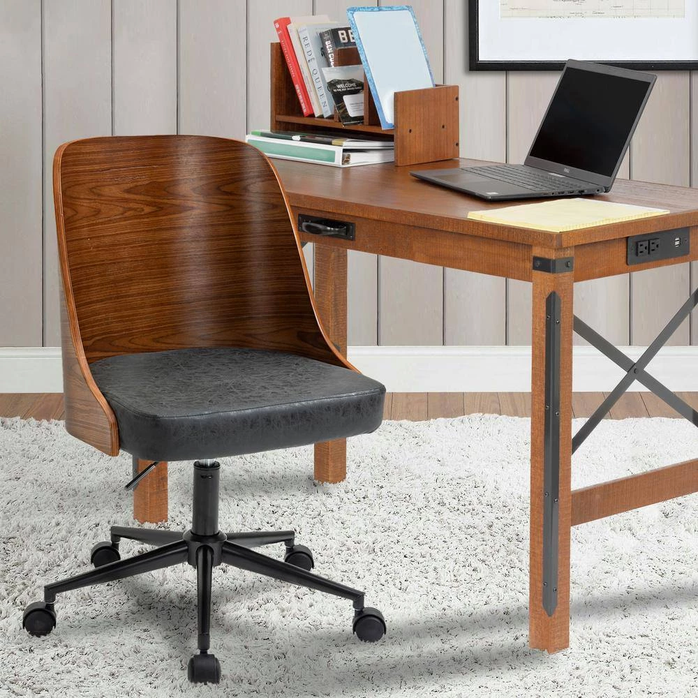 Bentwood Series Black Faux Leather Home Office Chair with Wood Accents by OS Home and Office Furniture 6 Bentwood Series Black Faux Leather Home Office Chair with Wood Accents by OS Home and Office Furniture - Image 4