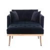 Black Velvet Upholstery Adjustable Chaise Lounge Chair/Accent Chair (Set of 1 with 2-Pillows) by Siavonce