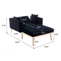 Black Velvet Upholstery Adjustable Chaise Lounge Chair/Accent Chair (Set of 1 with 2-Pillows) by Siavonce 15 Black Velvet Upholstery Adjustable Chaise Lounge Chair/Accent Chair (Set of 1 with 2-Pillows) by Siavonce -OS Home Sales Shop black siavonce accent chairs cm y w39535346 c3 1000