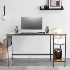 23.5 in. Width Wood Grain Stitching Rectangular Black Computer Office Desk with Side Storage Bag by Siavonce 15 23.5 in. Width Wood Grain Stitching Rectangular Black Computer Office Desk with Side Storage Bag by Siavonce -OS Home Sales Shop black siavonce computer desks ly yx fx02 bwd 31 1000