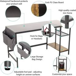 23.5 in. Width Wood Grain Stitching Rectangular Black Computer Office Desk with Side Storage Bag by Siavonce 12 23.5 in. Width Wood Grain Stitching Rectangular Black Computer Office Desk with Side Storage Bag by Siavonce -OS Home Sales Shop black siavonce computer desks ly yx fx02 bwd 66 1000