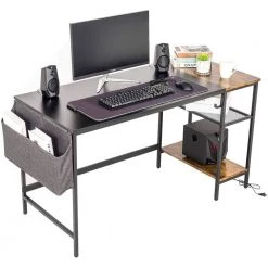 23.5 in. Width Wood Grain Stitching Rectangular Black Computer Office Desk with Side Storage Bag by Siavonce 13 23.5 in. Width Wood Grain Stitching Rectangular Black Computer Office Desk with Side Storage Bag by Siavonce -OS Home Sales Shop black siavonce computer desks ly yx fx02 bwd 77 1000