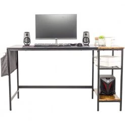 23.5 in. Width Wood Grain Stitching Rectangular Black Computer Office Desk with Side Storage Bag by Siavonce 14 23.5 in. Width Wood Grain Stitching Rectangular Black Computer Office Desk with Side Storage Bag by Siavonce -OS Home Sales Shop black siavonce computer desks ly yx fx02 bwd c3 1000