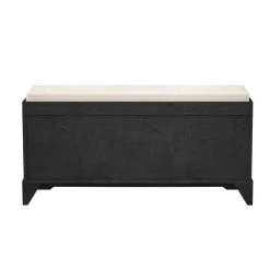 Black Storage Bench with 3-Drawers 3-Rattan Baskets and Removable Cushion 43.3 in. L x 13.2 in. W x 21.9 in. H by Siavonce -OS Home Sales Shop black siavonce dining benches xyd y wf195955 66 1000