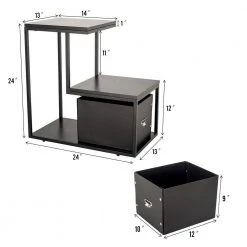 24 in. W Black L-Shaped Storage 2-Layer Side Table by Siavonce 11 24 in. W Black L-Shaped Storage 2-Layer Side Table by Siavonce -OS Home Sales Shop black siavonce end side tables ly k fx70bk 4f 1000