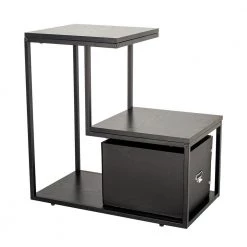24 in. W Black L-Shaped Storage 2-Layer Side Table by Siavonce