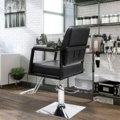 22.8 in. PU leather barber chair with backrest and armrest black by Siavonce -OS Home Sales Shop black siavonce ergonomic chairs d y d0102hethlg 31 1000
