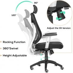 19.5 in. W Black Mesh High Back Ergonomic Office Chair with Lumbar Support and Headrest by Siavonce 10 19.5 in. W Black Mesh High Back Ergonomic Office Chair with Lumbar Support and Headrest by Siavonce -OS Home Sales Shop black siavonce ergonomic chairs ly yx fx092 bk 1d 1000