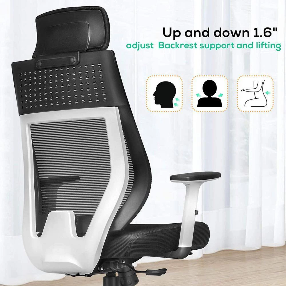 19.5 in. W Black Mesh High Back Ergonomic Office Chair with Lumbar Support and Headrest by Siavonce 6 19.5 in. W Black Mesh High Back Ergonomic Office Chair with Lumbar Support and Headrest by Siavonce - Image 4