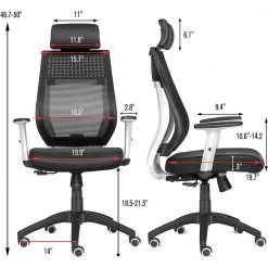 19.5 in. W Black Mesh High Back Ergonomic Office Chair with Lumbar Support and Headrest by Siavonce 12 19.5 in. W Black Mesh High Back Ergonomic Office Chair with Lumbar Support and Headrest by Siavonce -OS Home Sales Shop black siavonce ergonomic chairs ly yx fx092 bk d4 1000
