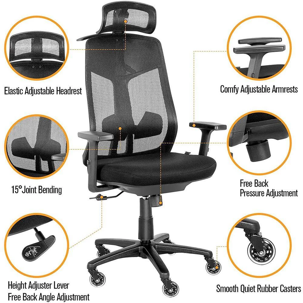 23.5 in. W Big and Tall Black Mesh Ergonomic Chair with Adjustable Height by Siavonce 5 23.5 in. W Big and Tall Black Mesh Ergonomic Chair with Adjustable Height by Siavonce - Image 3