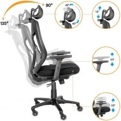 23.5 in. W Big and Tall Black Mesh Ergonomic Chair with Adjustable Height by Siavonce 16 23.5 in. W Big and Tall Black Mesh Ergonomic Chair with Adjustable Height by Siavonce -OS Home Sales Shop black siavonce ergonomic chairs ly yx fx107 bk 4f 1000