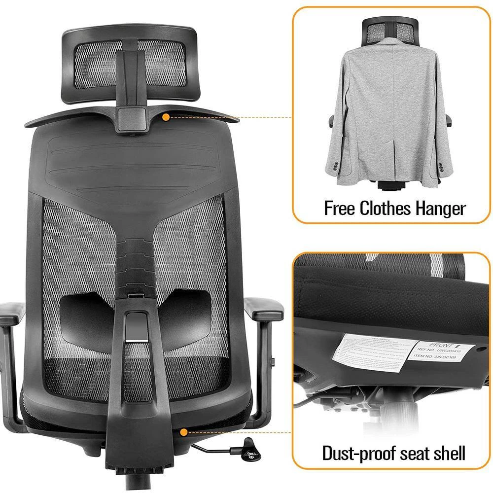 23.5 in. W Big and Tall Black Mesh Ergonomic Chair with Adjustable Height by Siavonce 6 23.5 in. W Big and Tall Black Mesh Ergonomic Chair with Adjustable Height by Siavonce - Image 4